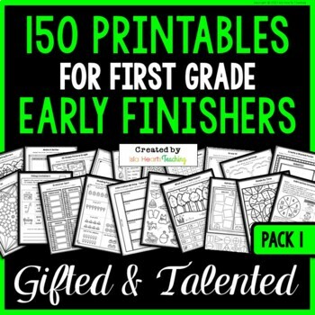Preview of 1st Grade Early Finisher Packet Fast Finishers Fun Worksheets Activities (GATE)