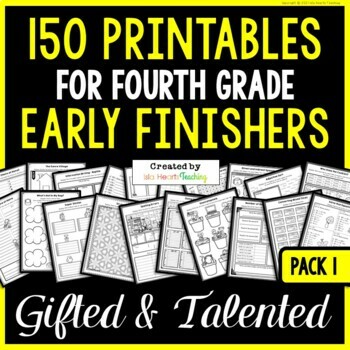 Preview of Fourth Grade Early Finisher Packet Fast Finishers Worksheets & Activities (GATE)