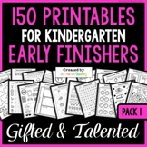Kindergarten Early Finishers and Fast Finishers Worksheets
