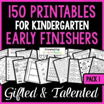Preview of Kindergarten Early Finisher Packet Fast Finishers Worksheets & Activities (GATE)