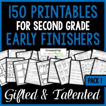 Preview of Second Grade Early Finisher Packet Fast Finishers Worksheets & Activities (GATE)