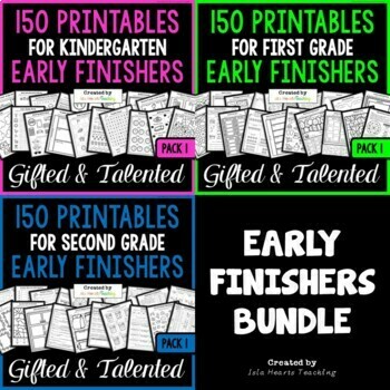 Preview of Early Finishers Enrichment Fun Activities Packet for Kindergarten 1st 2nd Grade