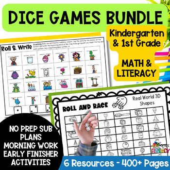 Preview of Morning Work Kindergarten Math & Literacy Early Finisher Packet Dice Games