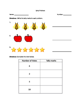 Preview of Early Finisher Tally Marks Worksheet