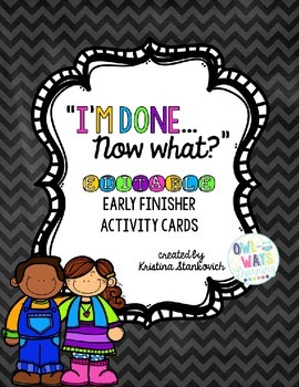 Preview of EDITABLE Early Finisher "I'm Done" Task Cards