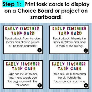 Fast Finisher Task Cards for Early Finishers Activities
