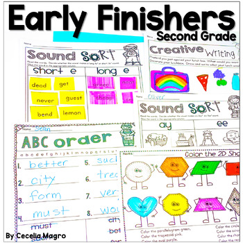Preview of Early Finisher Work Second Grade Pack 2 Fast Finishers Activities