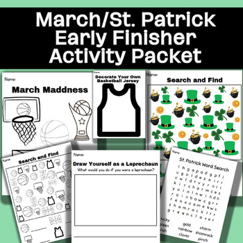 Preview of Early Finisher Packet for St. Patrick's and March Madness/Sub Plans/NO PREP