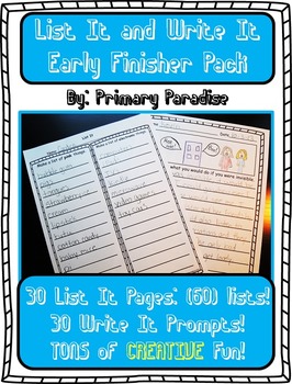 Preview of Early Finisher Pack: List It and Write It