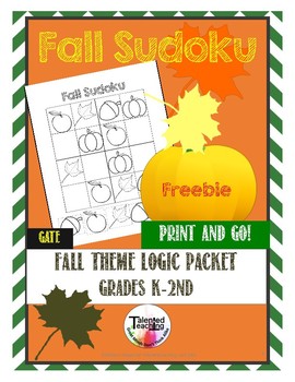 Preview of Early Finisher's Fall Critical Thinking Sudoku Puzzles Freebie