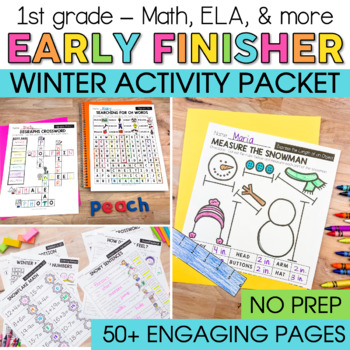 Preview of Winter Activity Packet with Math and Literacy - Early Finishers 1st Grade