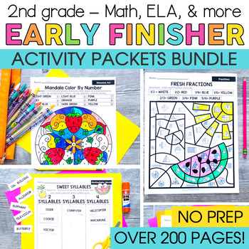 Preview of Summer Packet & Early Finishers Activities - Math Review, End of Year 2nd Grade