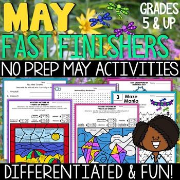 Preview of Memorial Day & May Coloring Pages for After State Testing & Early Finishers Work
