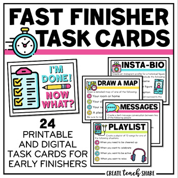 Preview of Early Finishers Activities | Fast Finishers Task Cards | Printable & Digital