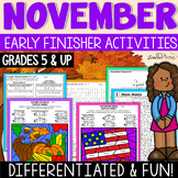 Early Finishers Activities for Fast Finishers November & T
