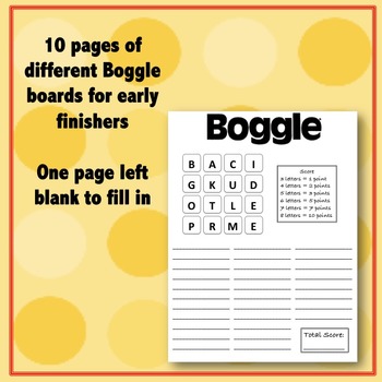 Preview of Early Finishers: Boggle® Worksheet