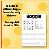 Early Finishers: Boggle® Worksheet