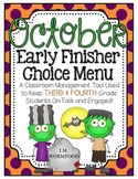 Early Finishers Choice Menu - October