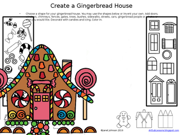 Preview of Art Worksheet: Create a Gingerbread House - Early Finishers Art Subs Activities