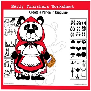 Preview of Art Worksheets Printable - Create a Panda in Disguise - Early Finishers Art Subs