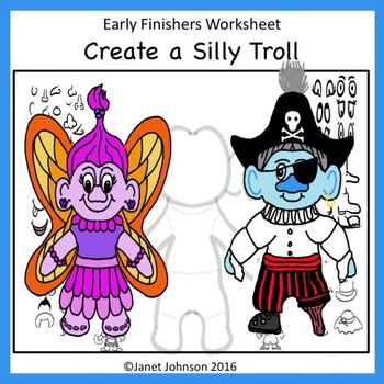 Preview of Art Worksheet - Create a Troll - Early Finishers Art Subs Printable Activities