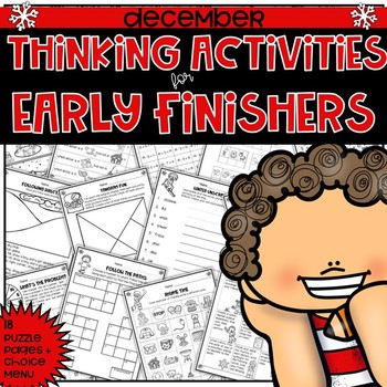 Preview of Early Finishers Fast Finishers Activities No Prep Thinking Puzzles for December