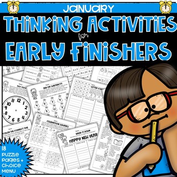 Preview of Early Finishers Fast Finishers Activities No Prep Thinking Puzzles for January