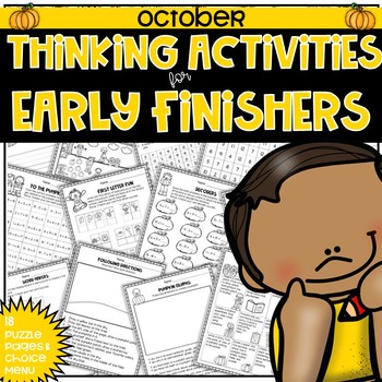 Preview of Early Finishers Fast Finishers Activities No Prep Thinking Puzzles for October