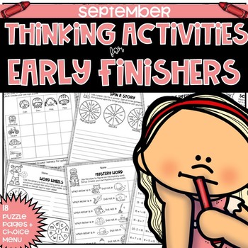 Preview of Early Finishers Fast Finishers Activities No Prep Thinking Puzzles for September