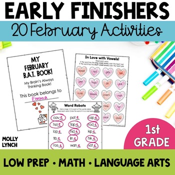 Preview of Early Finishers February 1st Grade | Fast Finisher Activities | BAT Book