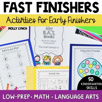 Preview of Early Finishers Kindergarten Activities | Fast Finishers Math Language Arts