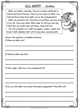 2nd grade reading comprehension passages 2nd grade