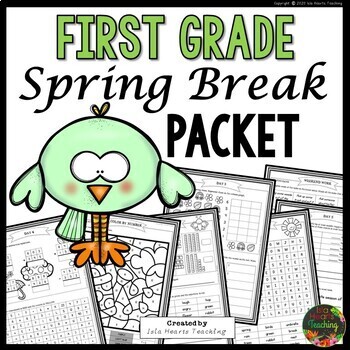 Preview of Spring Break: First Grade Spring Break Packet Homework Review Practice Pages