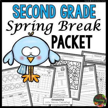 Preview of Spring Break: Second Grade Spring Break Packet Homework Review Practice Pages