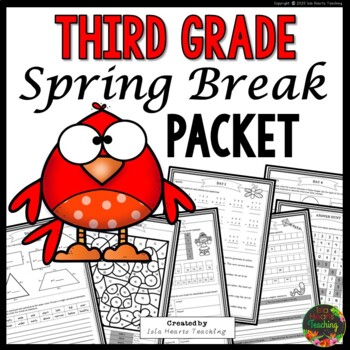 Preview of Spring Break: Third Grade Spring Break Packet Homework Review Practice Pages