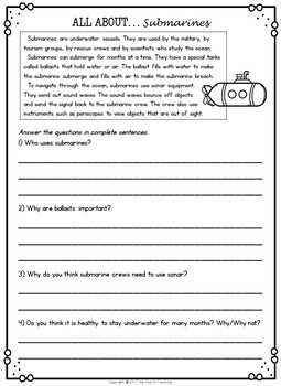 Transportation Nonfiction Reading Comprehension Worksheets (Second Grade)