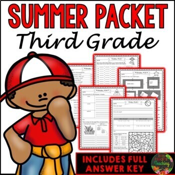 Preview of Third Grade Summer Packet (Summer Break Review, Homework Practice Summer School)