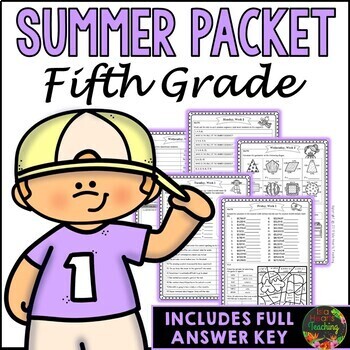 Preview of Fifth Grade Summer Packet (Summer Break Review, Homework Sheets & Summer School)