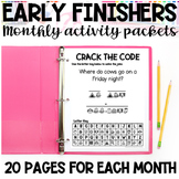 Early Finishers Activity Packets Special Education, Primar