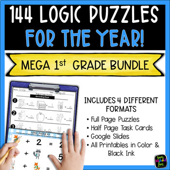 Preview of Early Finishers Monthly Logic Puzzles - First Grade Mega Bundle | Fast Finisher