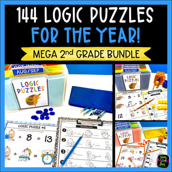 Preview of Early Finishers Monthly Logic Puzzles-Second Grade Mega Bundle Fast Finishers