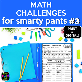 Preview of Early Finishers Brain Teasers No Prep Print & Digital Math for Smarty Pants #3