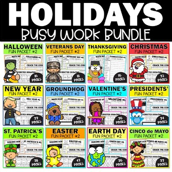 Preview of Early Finishers Packets Bundle  - Busy Work Fun Easter Worksheets Word Search
