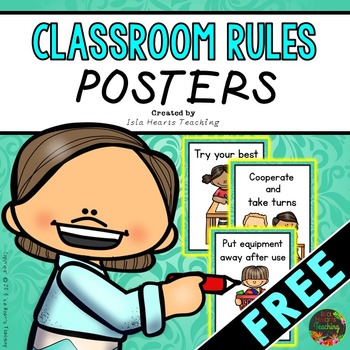 Preview of Editable Classroom Rules Posters (FREE) Classroom Decor for Back to School