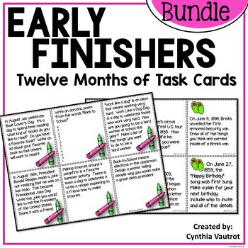 Preview of Early Finishers Task Cards Activities - 2nd, 3rd, 4rd Grade Fast Finishers
