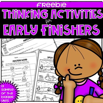 Preview of Early Finishers Thinking Puzzles FREEBIE