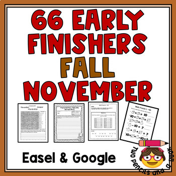 Preview of Early Finishers | Warm-Ups for Thanksgiving & Fall ELA Math Google & Easel