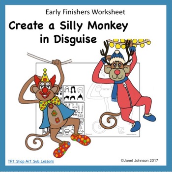 Preview of Art Worksheet - Silly Monkey Drawing for Art Subs  Early Finishers - Printable