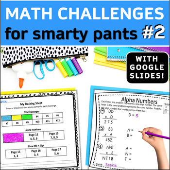 Preview of Math for Smarty Pants Pack #2 Print & Digital | Fast Finisher Brain Teasers