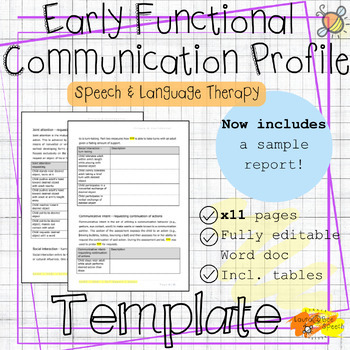 Preview of Early Functional Communication Profile | Report template speech language therapy